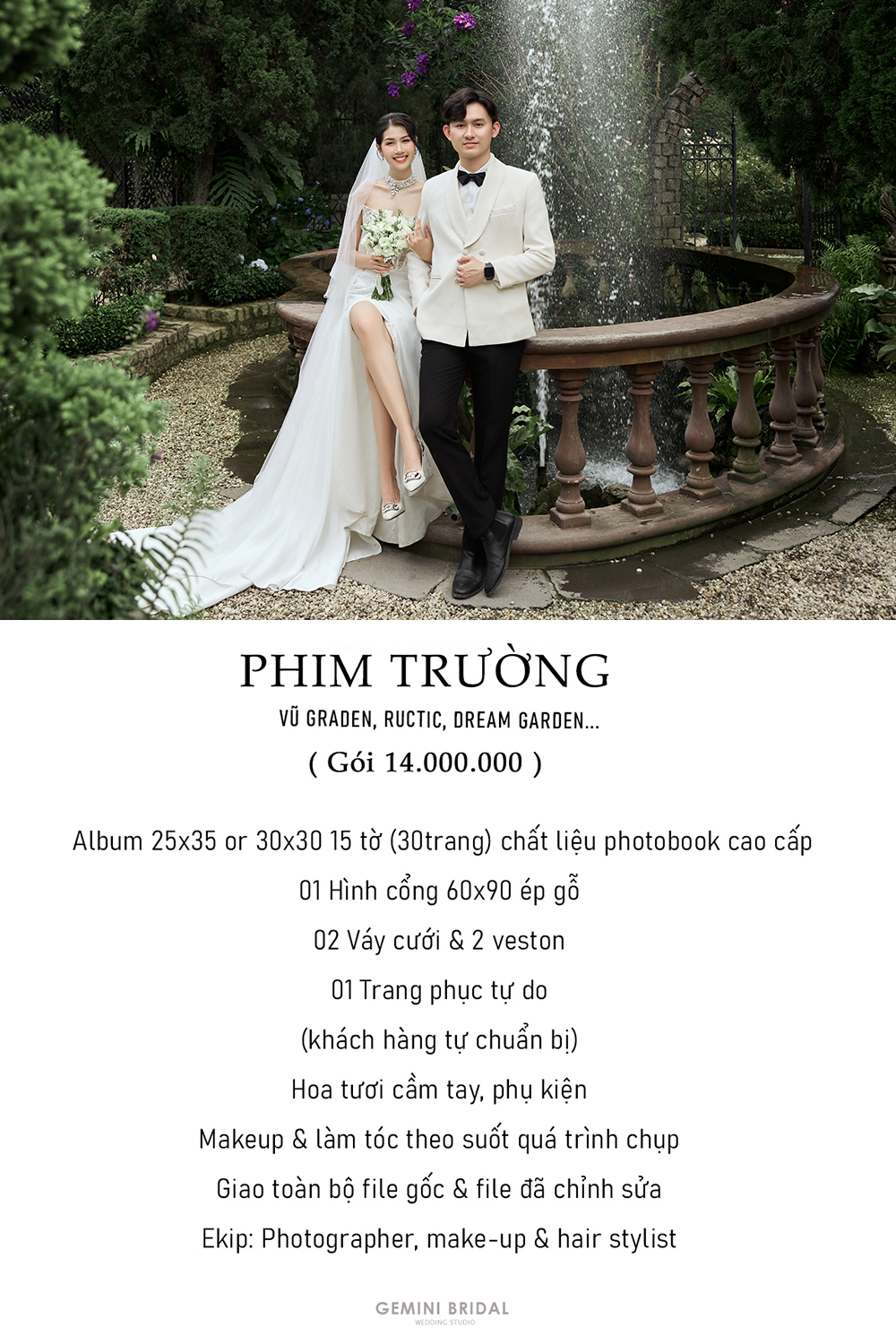 Hình đại diện Báo giá chụp ảnh cưới trọn gói ở phim trường tại geminibridal